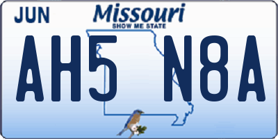 MO license plate AH5N8A