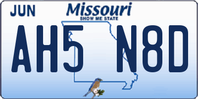 MO license plate AH5N8D