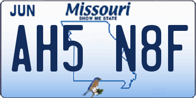 MO license plate AH5N8F