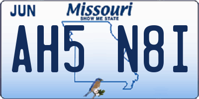 MO license plate AH5N8I