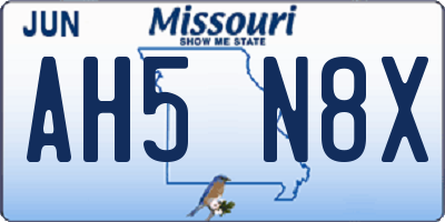 MO license plate AH5N8X
