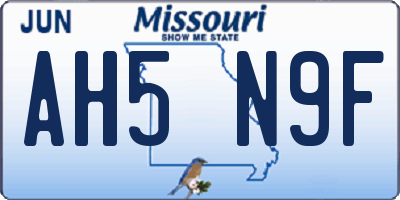 MO license plate AH5N9F