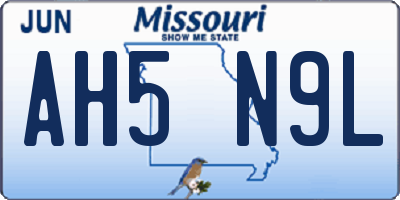 MO license plate AH5N9L