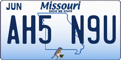 MO license plate AH5N9U