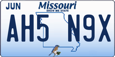 MO license plate AH5N9X