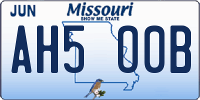 MO license plate AH5O0B