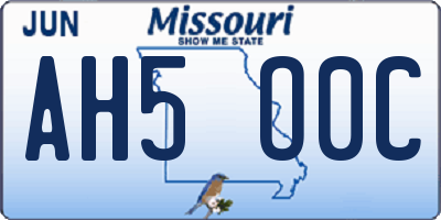 MO license plate AH5O0C