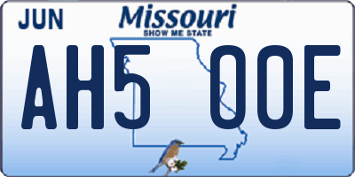 MO license plate AH5O0E