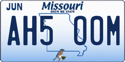 MO license plate AH5O0M