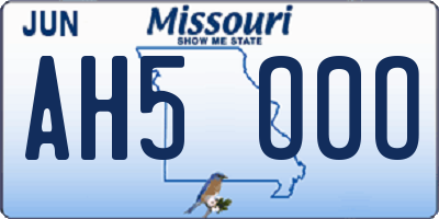 MO license plate AH5O0O