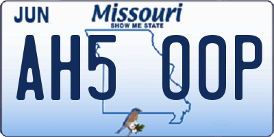 MO license plate AH5O0P