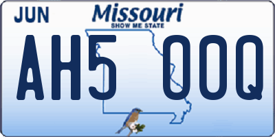 MO license plate AH5O0Q