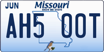 MO license plate AH5O0T
