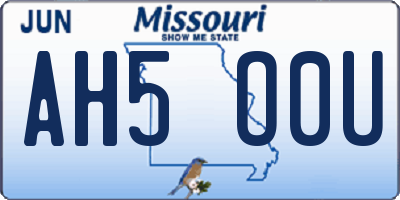 MO license plate AH5O0U