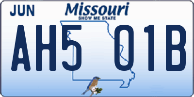 MO license plate AH5O1B