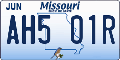 MO license plate AH5O1R