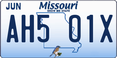 MO license plate AH5O1X