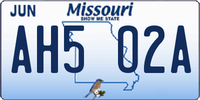 MO license plate AH5O2A