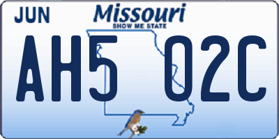 MO license plate AH5O2C