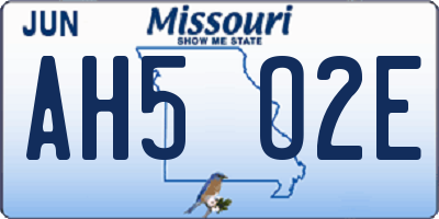 MO license plate AH5O2E