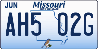 MO license plate AH5O2G