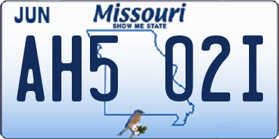 MO license plate AH5O2I