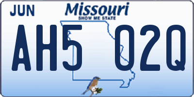 MO license plate AH5O2Q