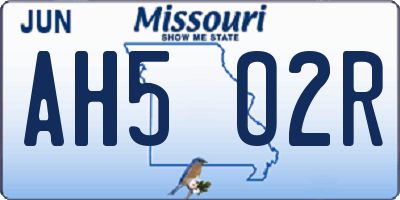 MO license plate AH5O2R