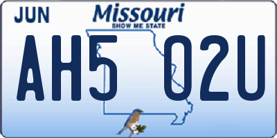 MO license plate AH5O2U