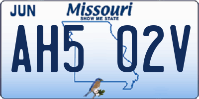 MO license plate AH5O2V