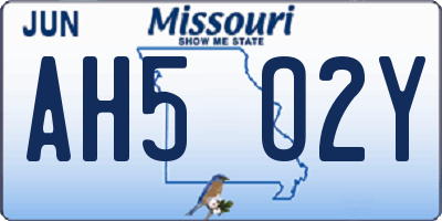 MO license plate AH5O2Y