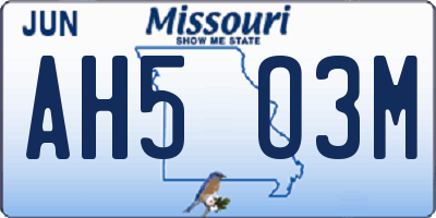 MO license plate AH5O3M