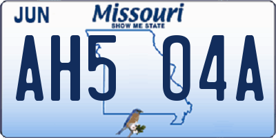 MO license plate AH5O4A