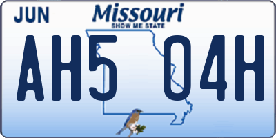 MO license plate AH5O4H