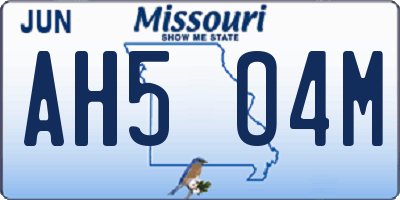 MO license plate AH5O4M