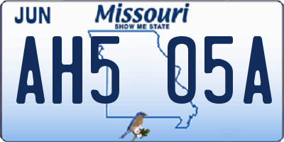 MO license plate AH5O5A