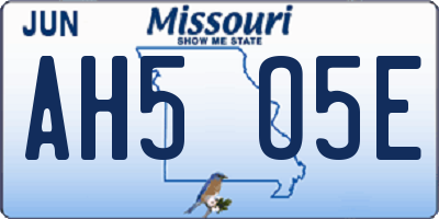 MO license plate AH5O5E