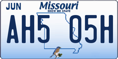 MO license plate AH5O5H