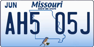 MO license plate AH5O5J