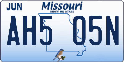 MO license plate AH5O5N