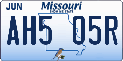 MO license plate AH5O5R