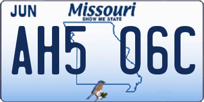 MO license plate AH5O6C