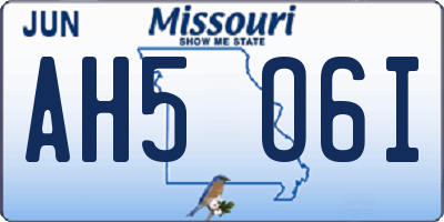 MO license plate AH5O6I