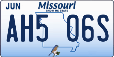 MO license plate AH5O6S
