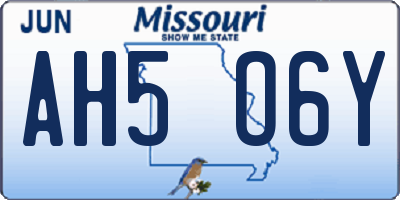 MO license plate AH5O6Y