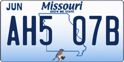 MO license plate AH5O7B
