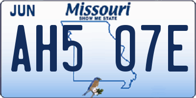 MO license plate AH5O7E