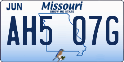 MO license plate AH5O7G