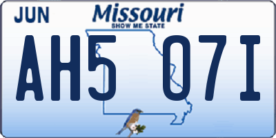 MO license plate AH5O7I