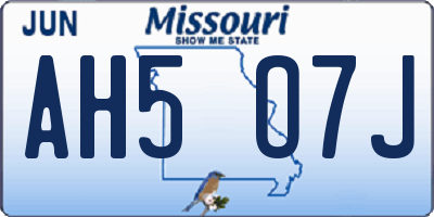 MO license plate AH5O7J